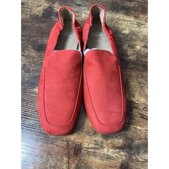 Eileen Fisher Women’s Loafers Size 8 Red Slip On Shoes Square Toe NWOB - Picture 2 of 10